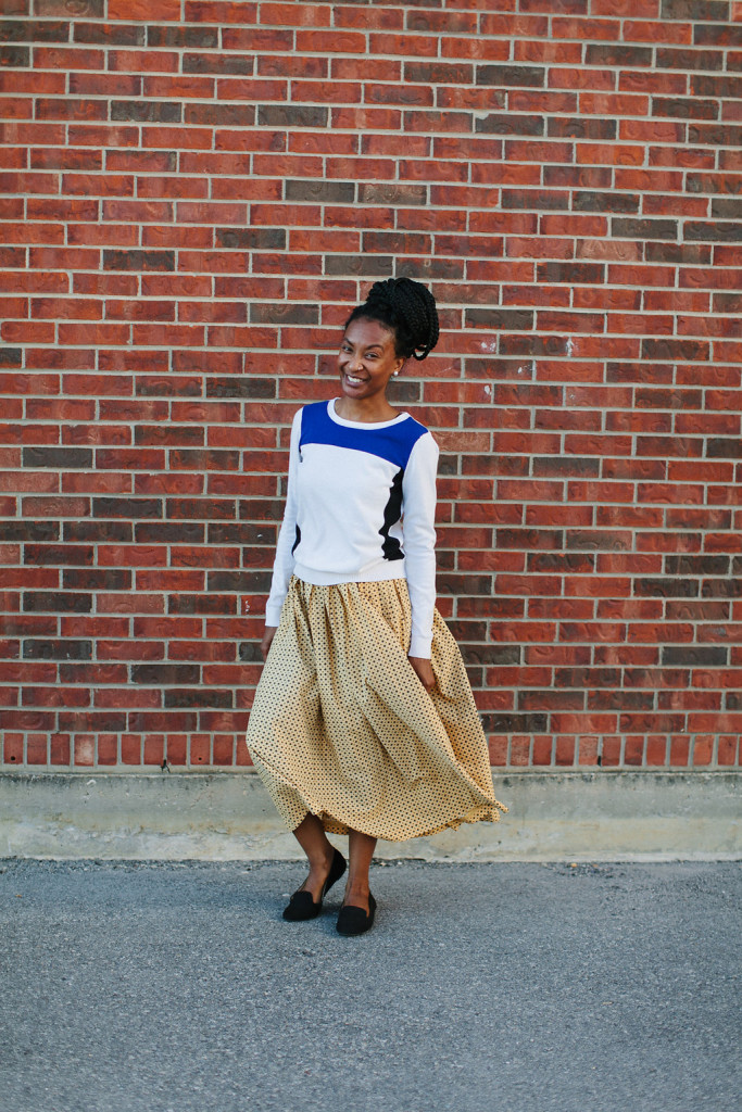 F21 Sweater with Vintage Skirt via Old World New