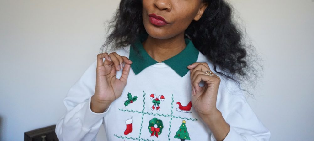 quirky vintage thrifted Christmas sweater