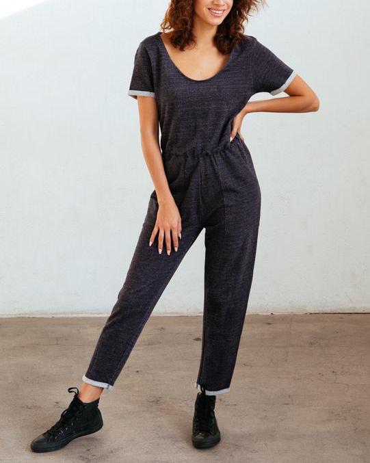 known supply 100% organic french terry sycamore jumpsuit - sustainable loungewear