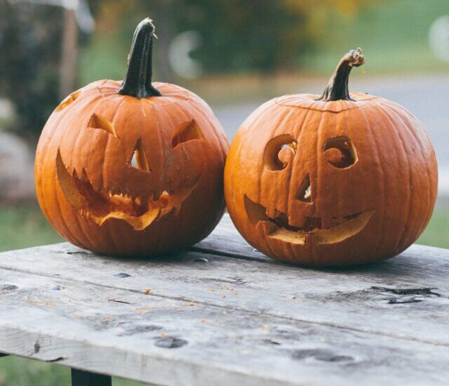 sustainable halloween carved pumpkins